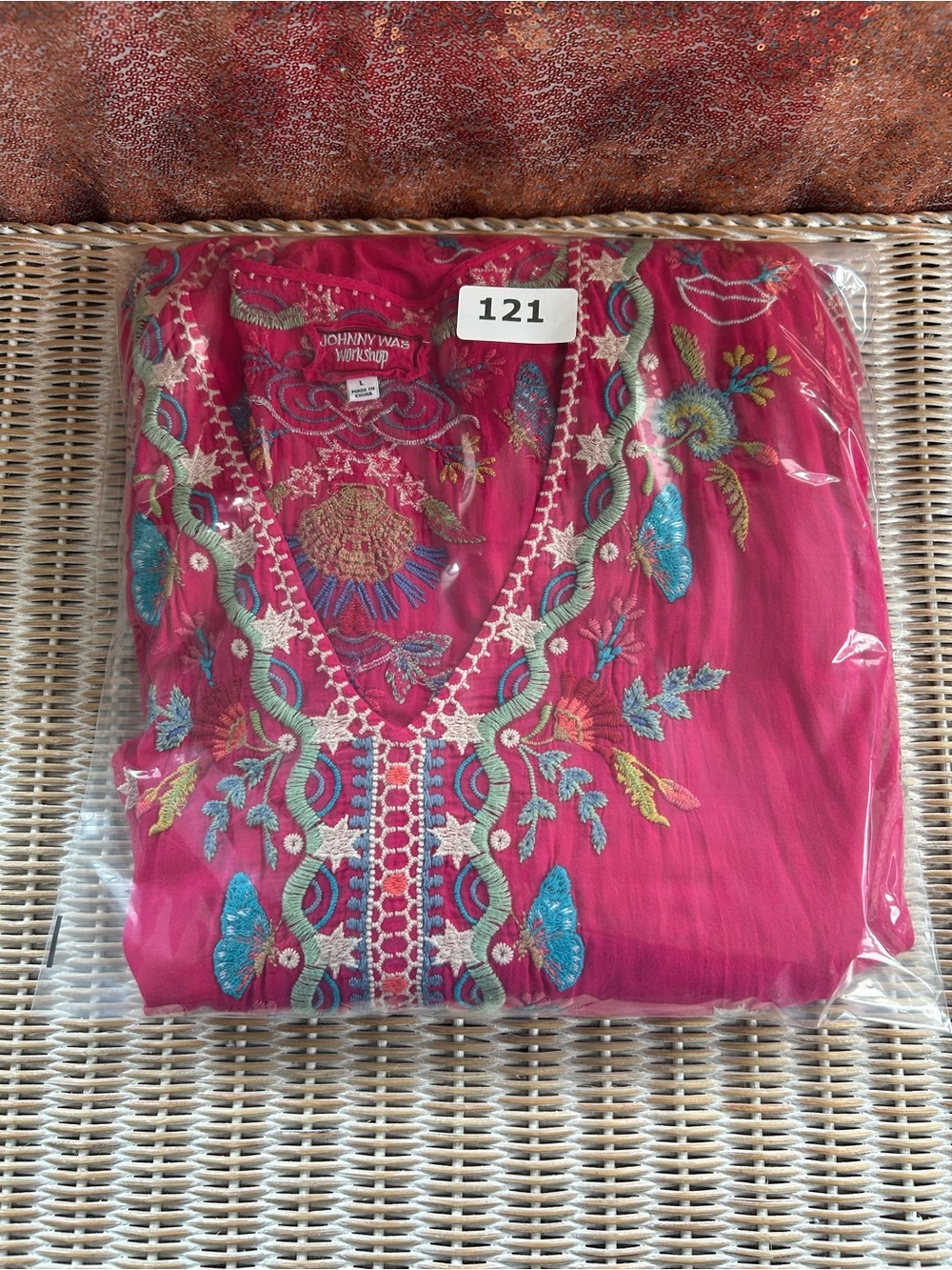 Johnny Was Teyros Embroidered Fuchsia Boho Tunic Dress Size Large L #121 - Picture 15 of 15